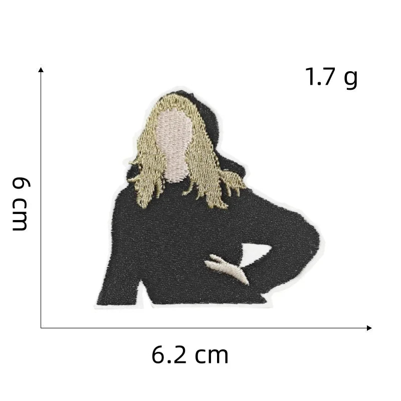 Cartoon Girl Singer patches Decorative Character Embroidered Badge With Rock Music Suitcase Decoration patch