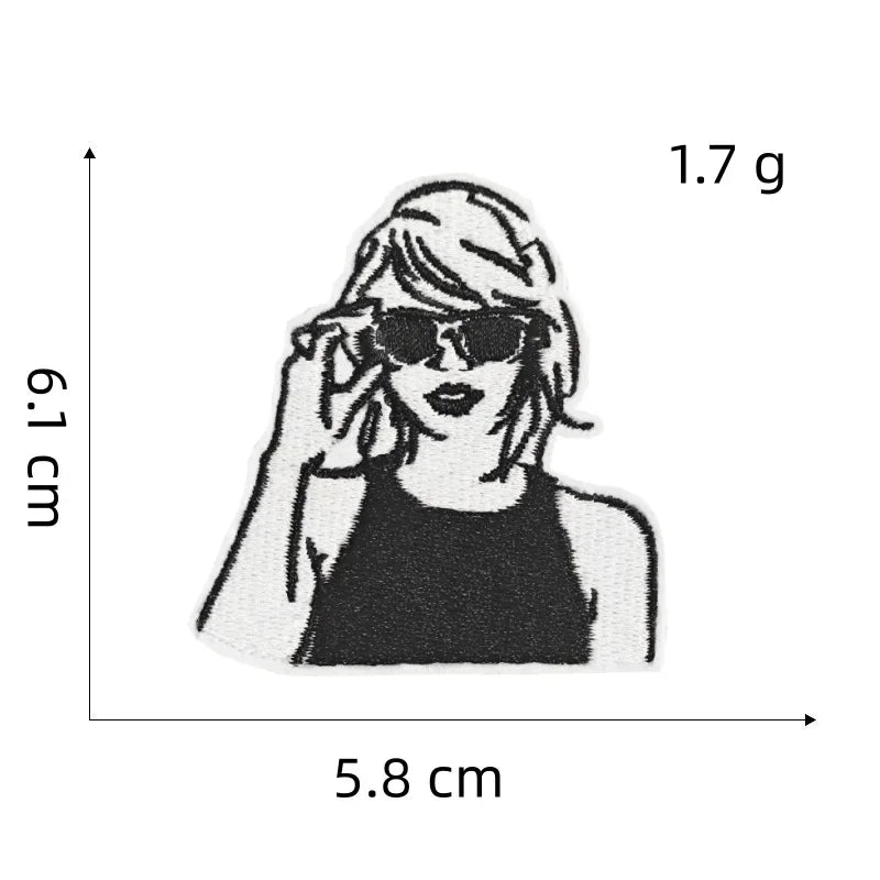 Cartoon Girl Singer patches Decorative Character Embroidered Badge With Rock Music Suitcase Decoration patch