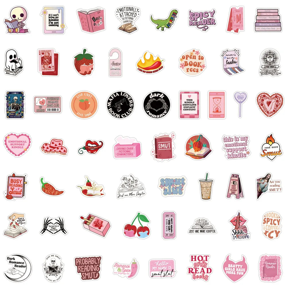 55PCS/Pack Smutty Book Stickers for Kindle Adult,Bookish Smut Reading Booktok Dark Romance Case Journal Water Bottle Sticker