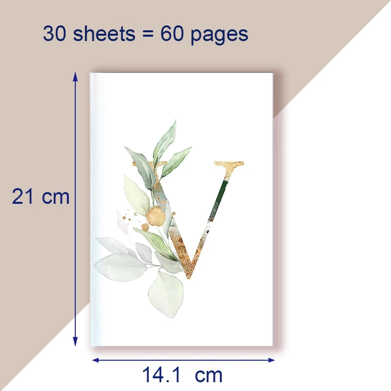 A5 Notebook Note Book Monogram Name Initial Alphabet Letter Majuscule Letters Flower Decor Personality Art Design Personal Diary