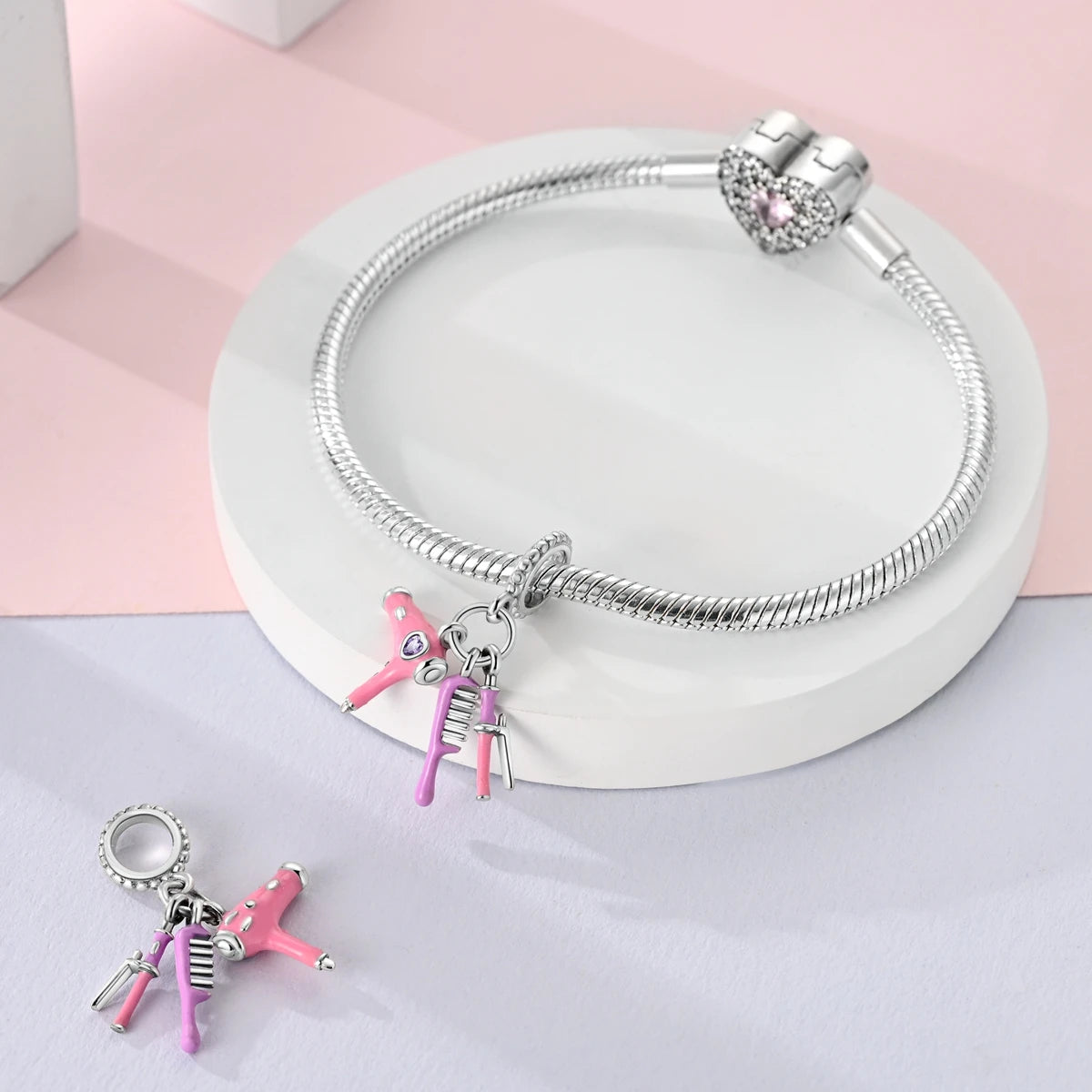 925 Silver Charms Skirt Ballet Shoes Pink Pendants Fit Original Bracelet Beads Diy For Woman Jewelry