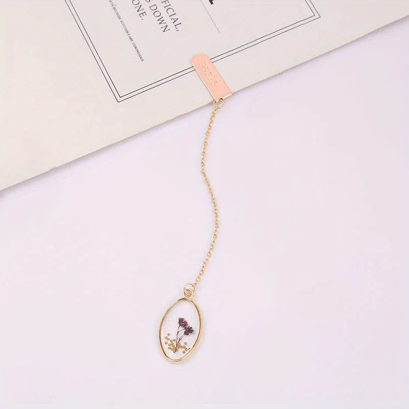 Elegant Literary Bookmark - Eye-Catching Dried Flower & Crystal Alloy Book Clip for Passionate Readers