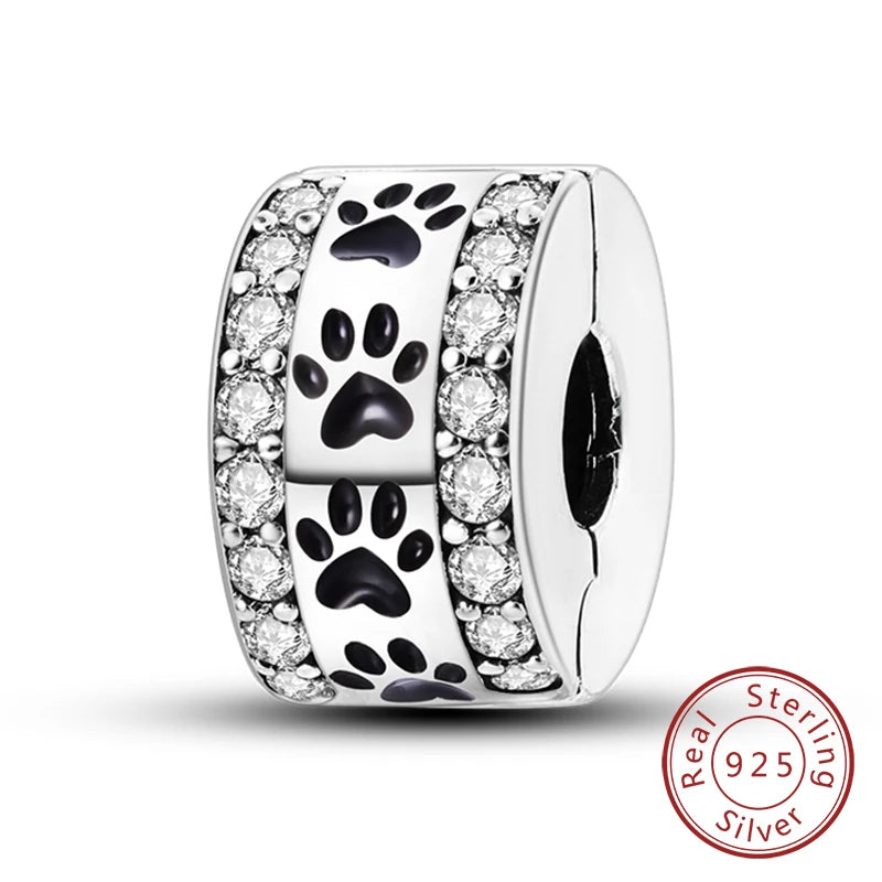 Fit Original Charms Beads 925 Sterling Silver Clip Charms Zircon Silicone Spacer Beads for Bracelet Women DIY Gift Party