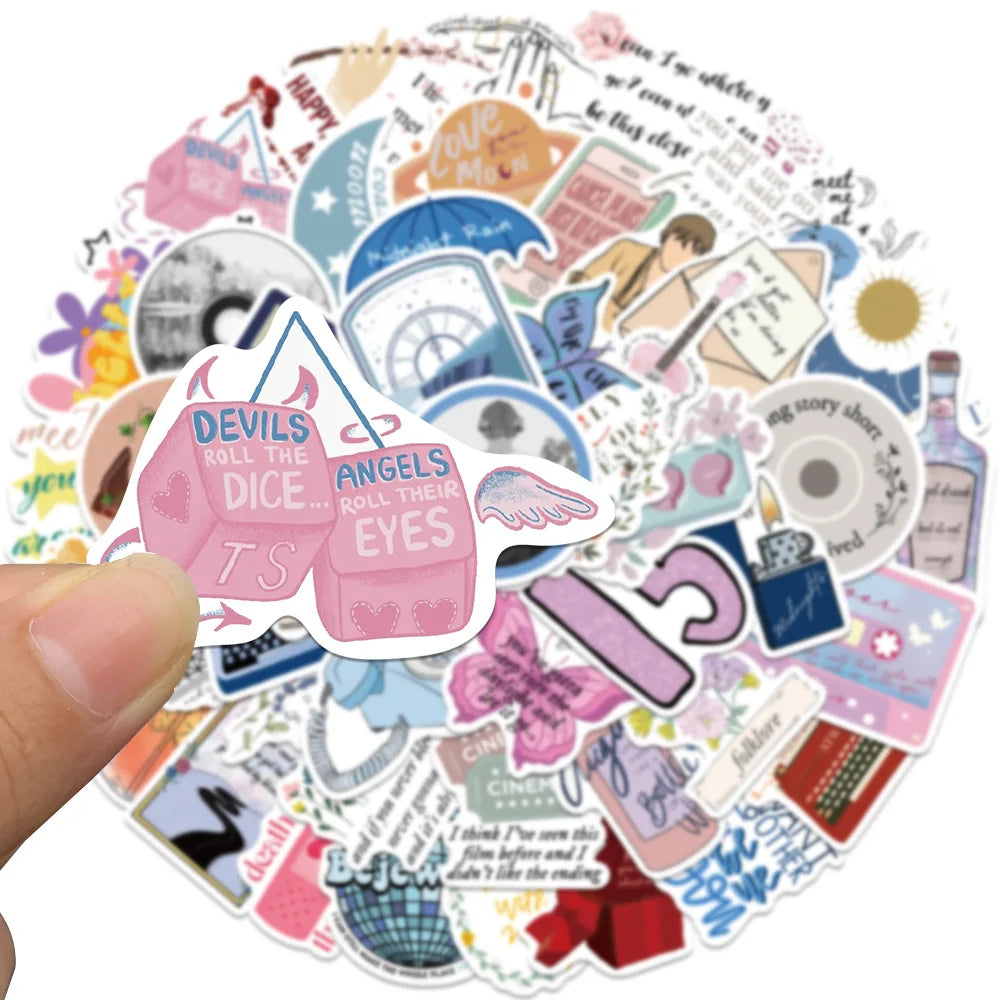 Swift-Inspired Sticker Pack (50 pcs) – Waterproof Cute Decals for Laptop, Phone & Journals