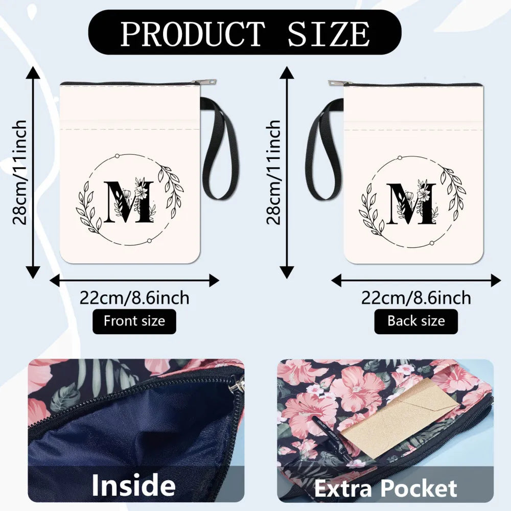 1pc Black Book Sleeves Flower Leaf Book Covers Book Protector for Paperbacks Washable Fabric Cloth Book Cover with Zipper