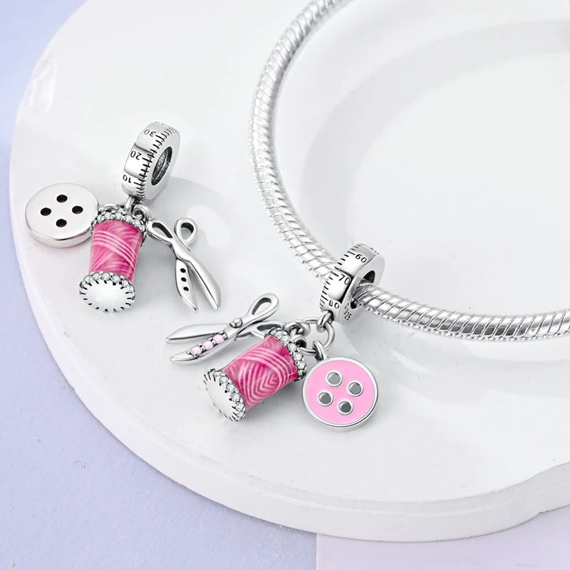 Fit Original 925 Sterling Silver Charms Beads Wine Glass Coffee Cup Charms Pendant For Women Bracelet Charms DIY Jewelry Gift