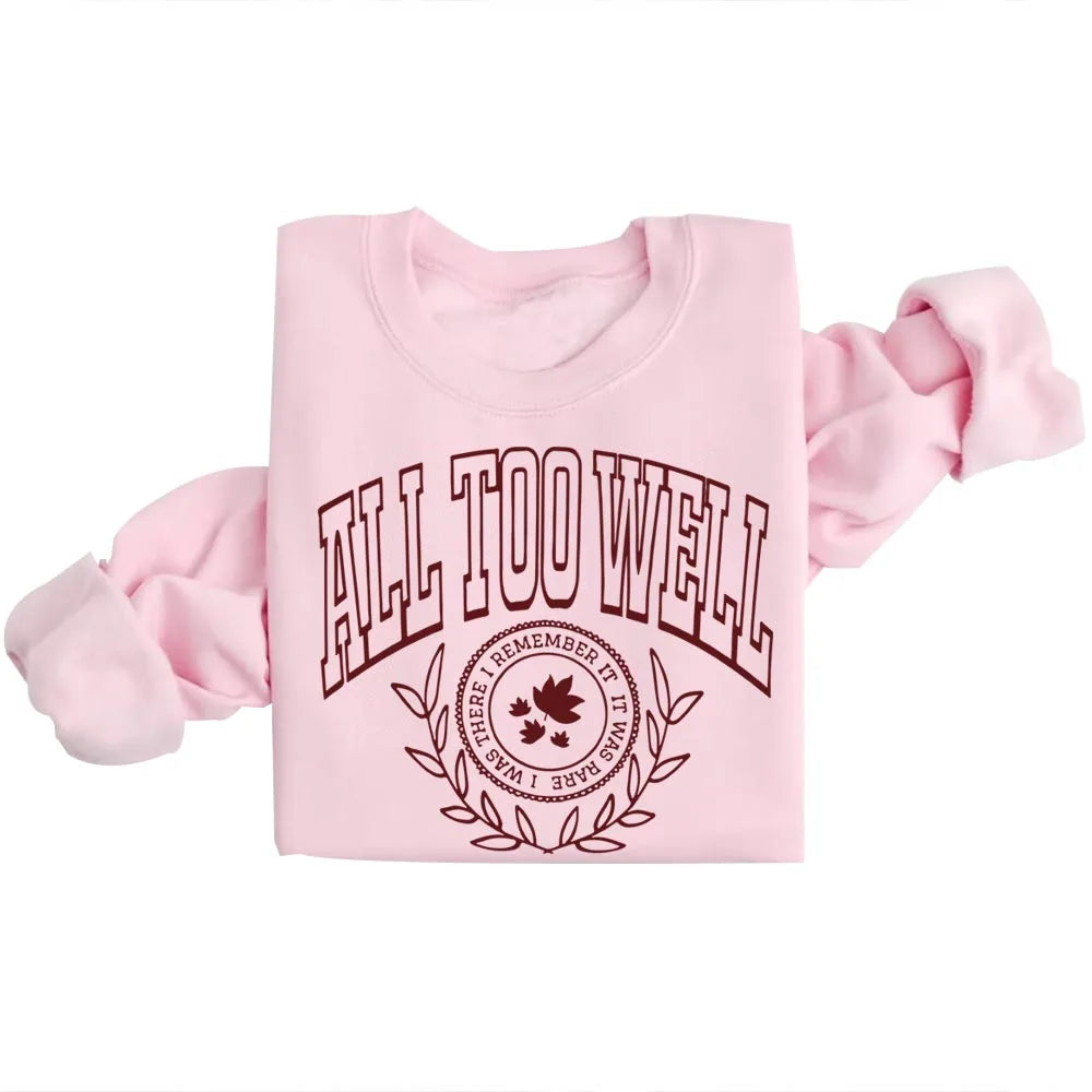 All Too Well Music Album Sweatshirts Cozy Tops Sudadera Felpa Moletom
