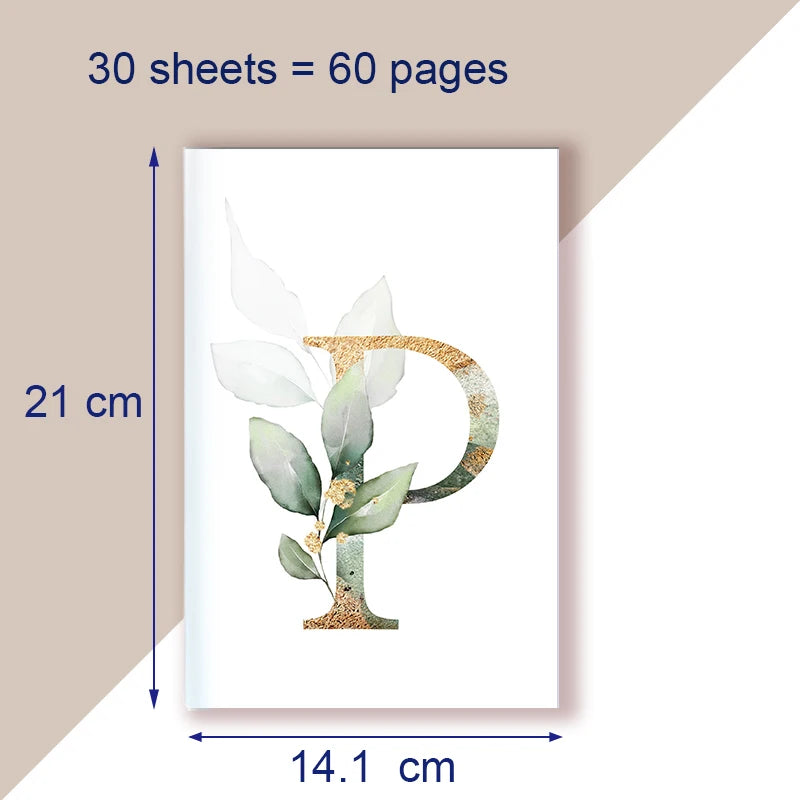 A5 Notebook Note Book Monogram Name Initial Alphabet Letter Majuscule Letters Flower Decor Personality Art Design Personal Diary