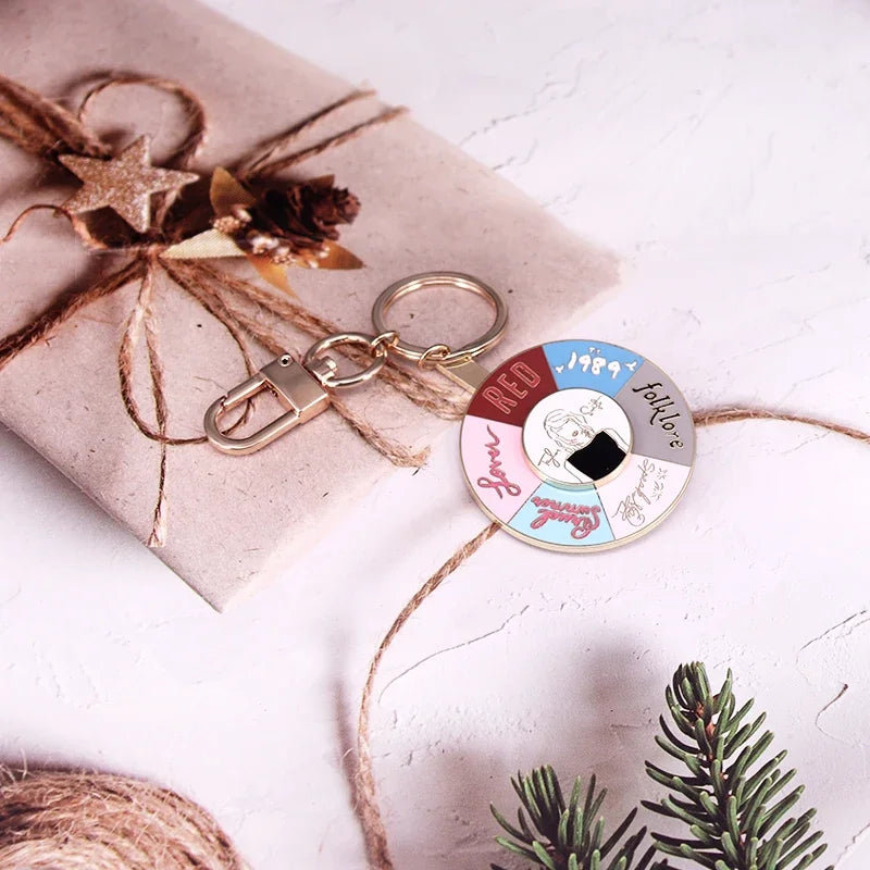 Rotating Album Keychain – Cute Collector Spinner Keychain for Swifties | Multi-Era Metal Pendant