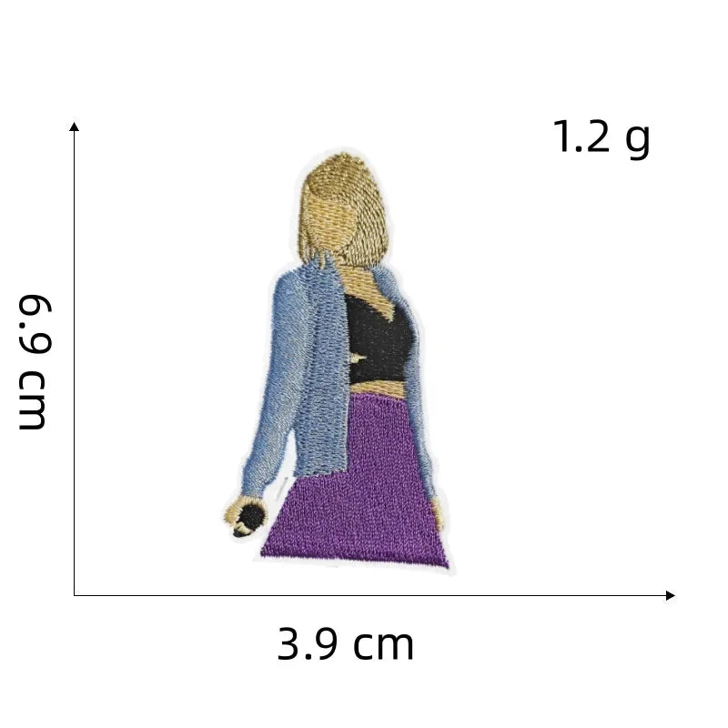 Cartoon Girl Singer patches Decorative Character Embroidered Badge With Rock Music Suitcase Decoration patch