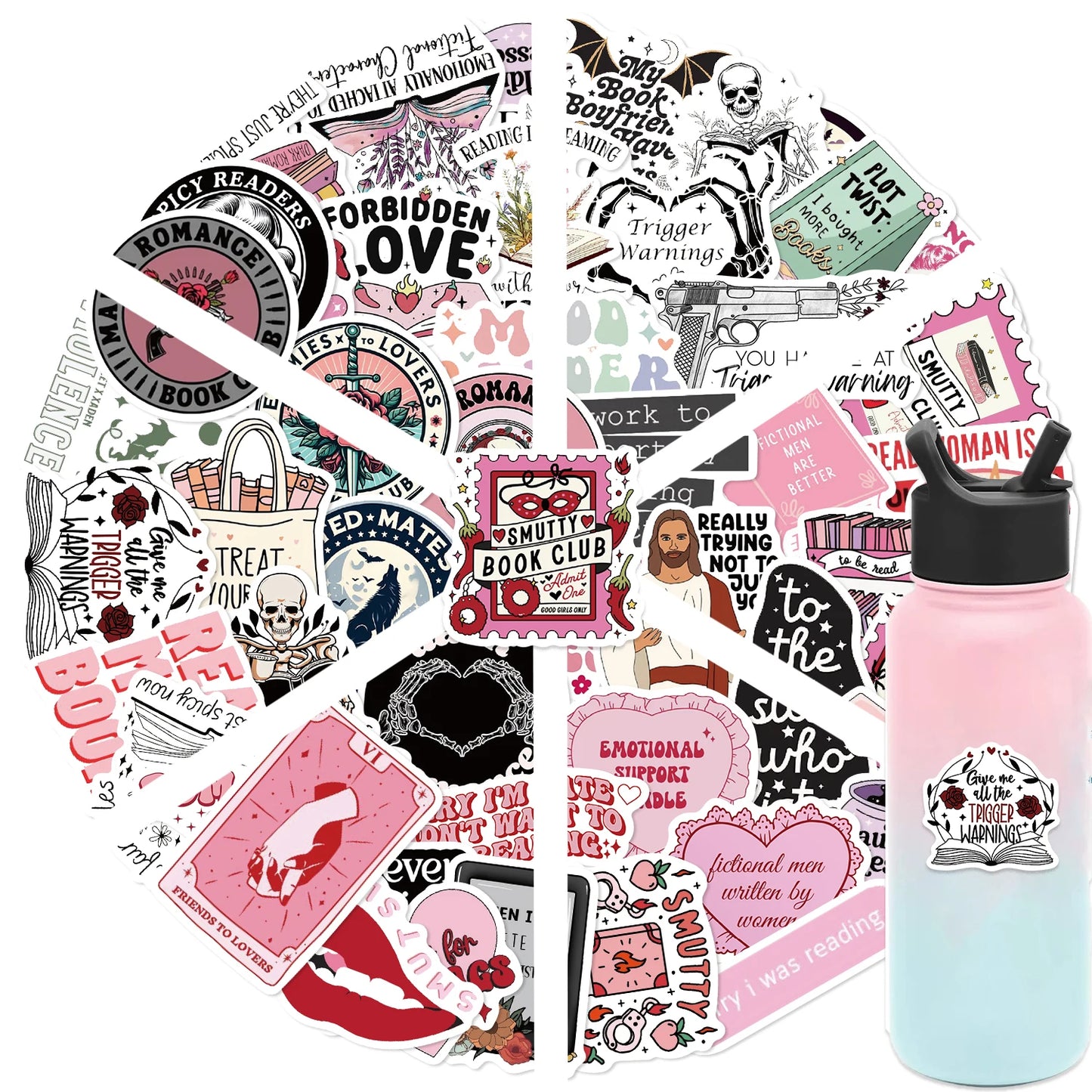 50pcs Smut Reading Books Graffiti Decorative Stickers Laptop Water Bottle Luggage Helmet Motorcycle Stickers