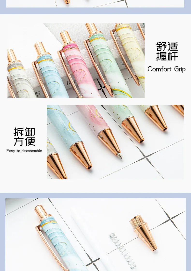 30PCS  Wholesale Metal Ballpoint Pen with Pressed Core Hotel Conference Advertising Pen Multi color Flower Film Ballpoint Pen