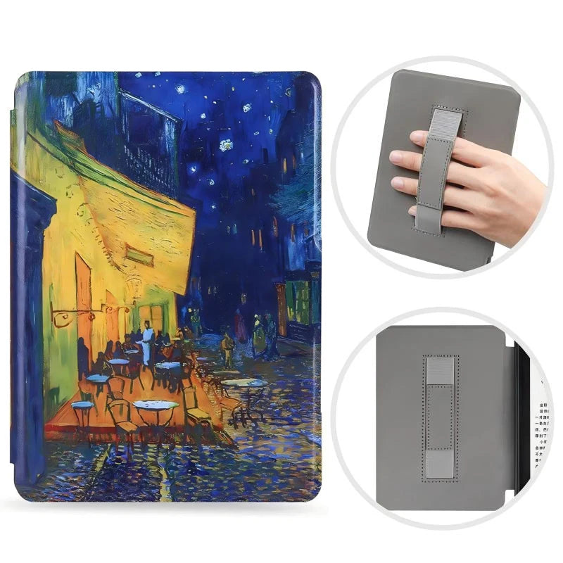 For Kindle Paperwhite 12th Generation Case 2024 Signature Edition 7 inch Leather Case with Hand Strap SA568B Auto Sleep Cover