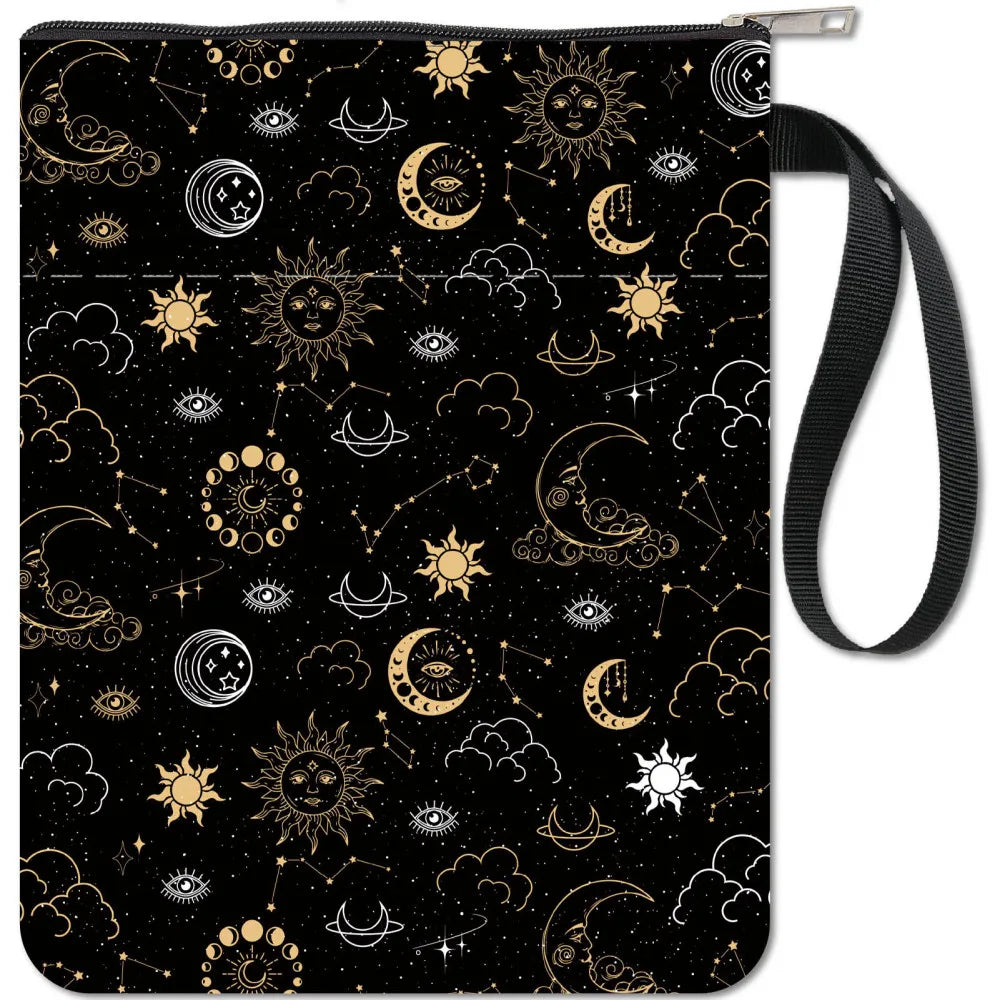 Black Book Sleeves Flower Leaf Book Covers Book Protector for Paperbacks Washable Fabric Cloth Book Cover with Zipper and Extra