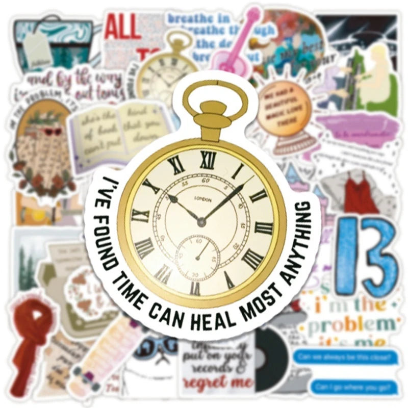 Swift-Inspired Folklore & Eras Aesthetic Sticker Pack (50 pcs) – Waterproof Vinyl Decals