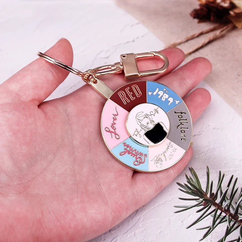 Rotating Album Keychain – Cute Collector Spinner Keychain for Swifties | Multi-Era Metal Pendant