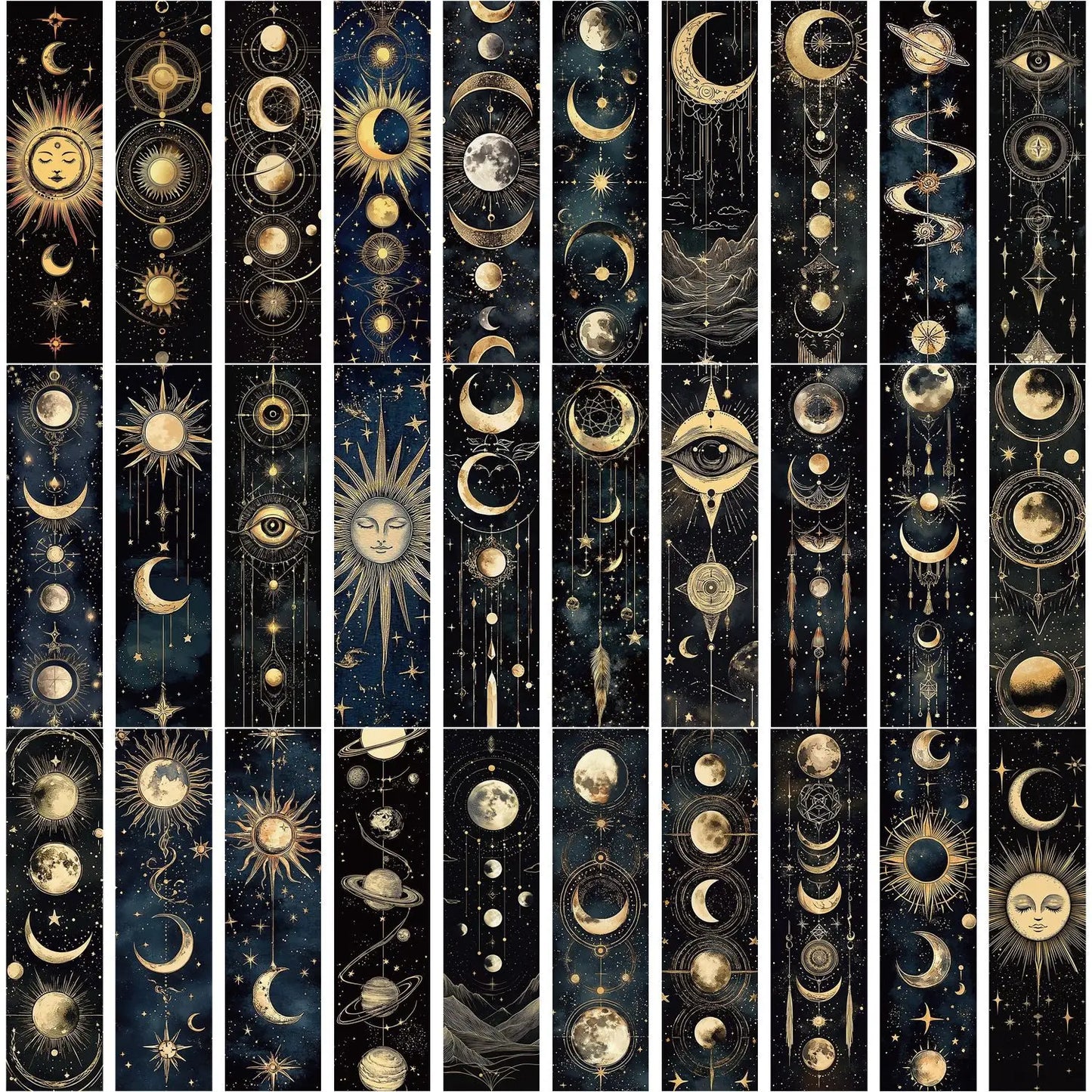 30Pcs Creative Mysterious Sun and Moon Bookmarks Advanced Student Supplies Book Pages Book Notes Reading Label Cards