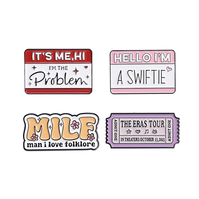 Pop Singer-Inspired Enamel Pin Sets – Aesthetic Enamel Brooches, Lyrics & Outfits | Cute Collectible Accessories for Bags, Jackets & Lanyards