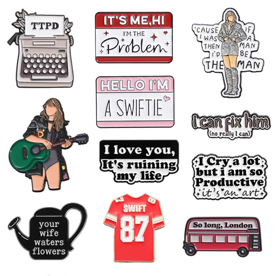Pop Singer Inspired Enamel Pins — Cute Lyric, Tour & Aesthetic Designs