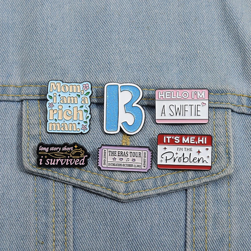 Pop Singer-Inspired Enamel Pin Sets – Aesthetic Enamel Brooches, Lyrics & Outfits | Cute Collectible Accessories for Bags, Jackets & Lanyards