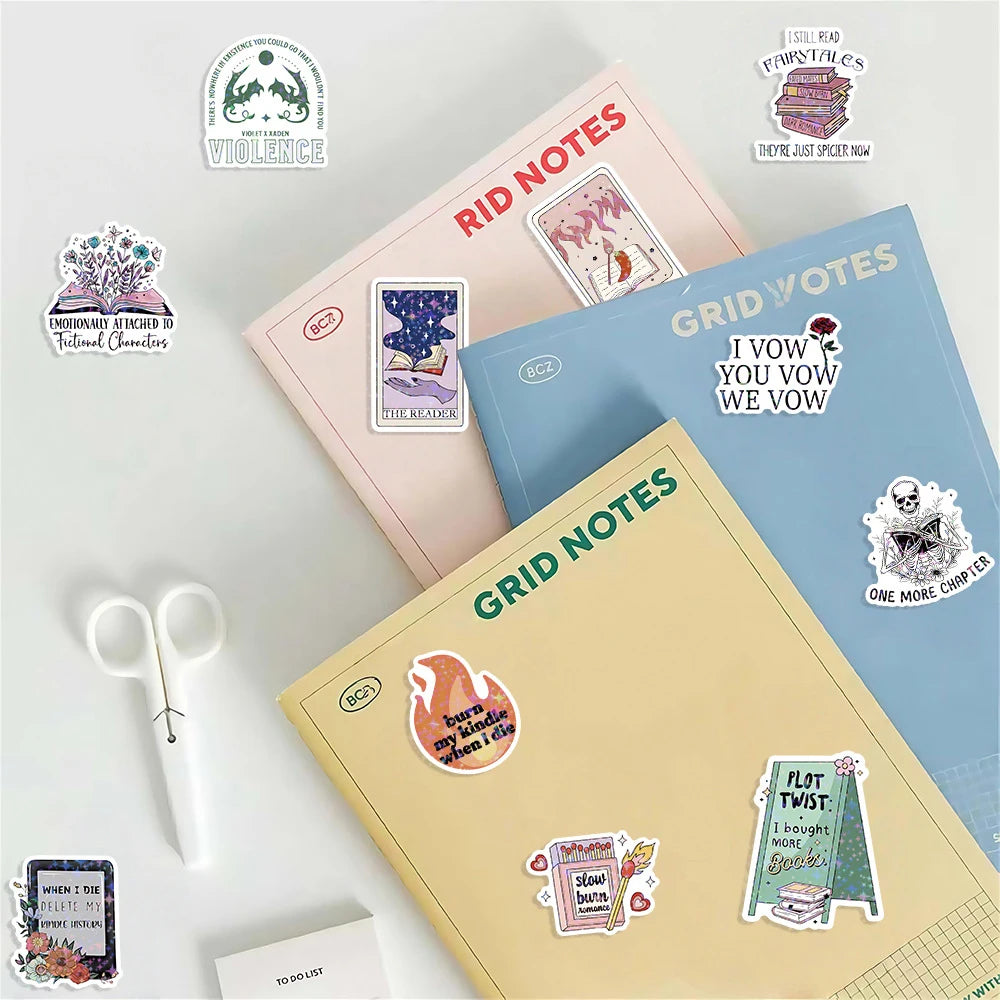 10/50/100/200pcs Smutty Dark Romance Bookish Stickers Romantic Reader Cartoon Decals Graffiti Stationery Phone PVC Sticker Pack