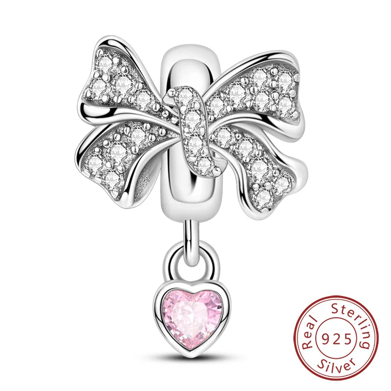 Fit Original Charms Beads 925 Sterling Silver Clip Charms Zircon Silicone Spacer Beads for Bracelet Women DIY Gift Party