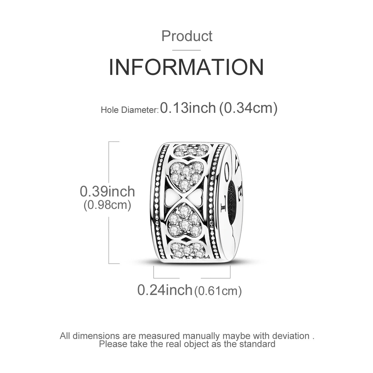 Charms Fit Original Beads 925 Sterling Silver Clip Charms Zircon Silicone Spacer Beads fit Bracelet Women DIY Gift