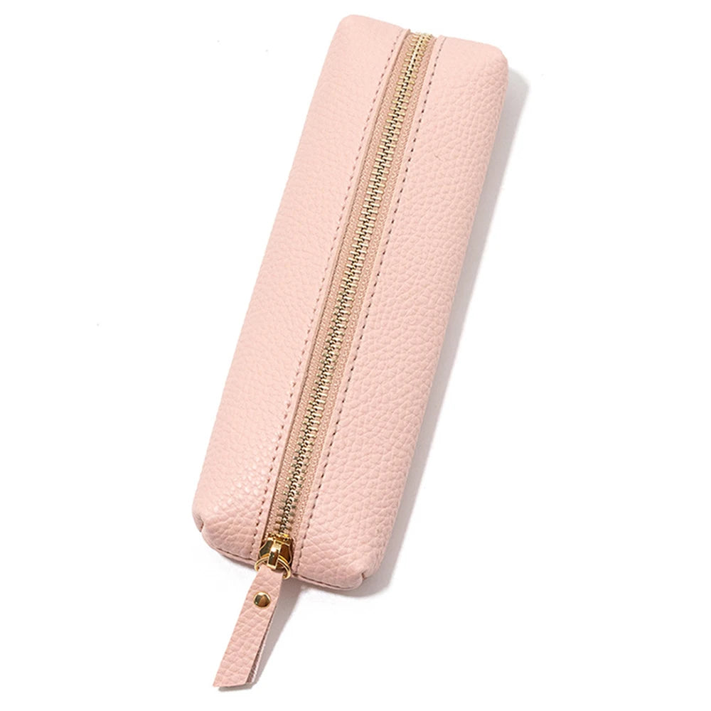 Large Capacity Pen Bag PU Leather Pen Case Korean Stationery Holder Storage Box Zipper Pencil Pouch Student School Supplies