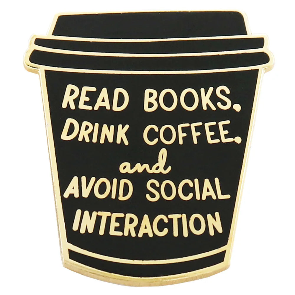 Read Books, Drink Coffee Enamel Pin – Bookish Coffee Lover Lapel Badge | Introvert Pin