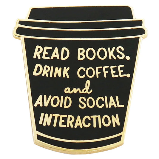 Read Books, Drink Coffee Enamel Pin – Bookish Coffee Lover Lapel Badge | Introvert Pin