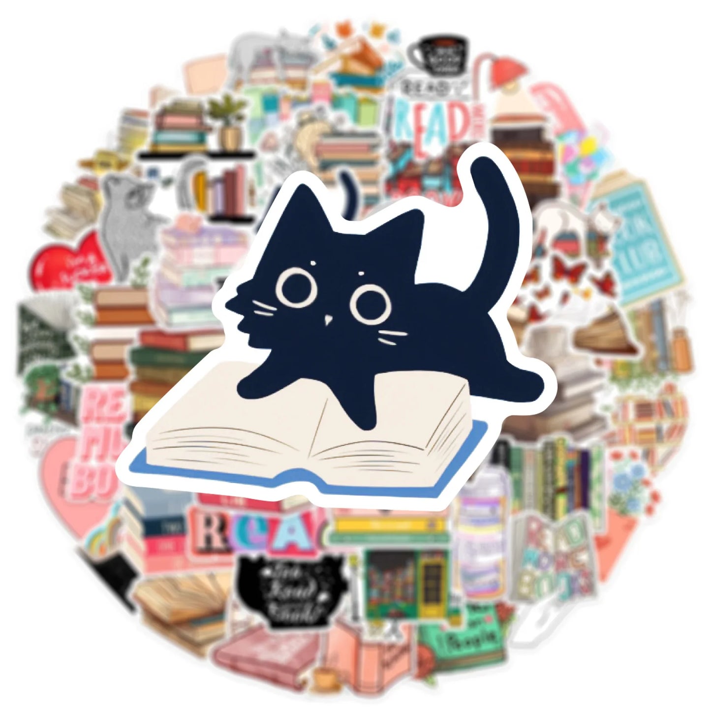 50PCS Diary Book Reading Stickers Aesthetic DIY Scrapbook Notebook Phone Laptop Guitar Luggage Stationery Graffiti Sticker Toy