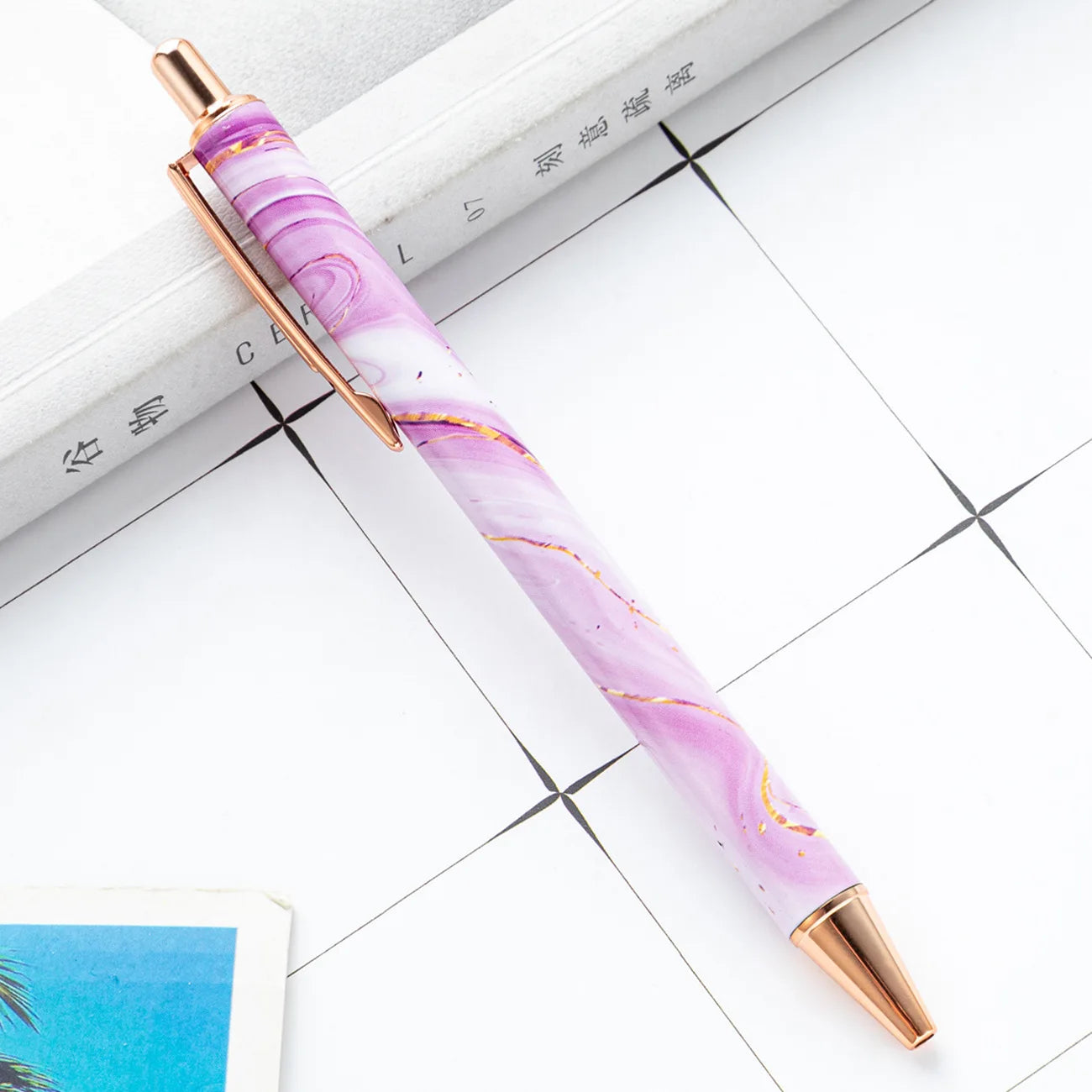 30PCS  Wholesale Metal Ballpoint Pen with Pressed Core Hotel Conference Advertising Pen Multi color Flower Film Ballpoint Pen