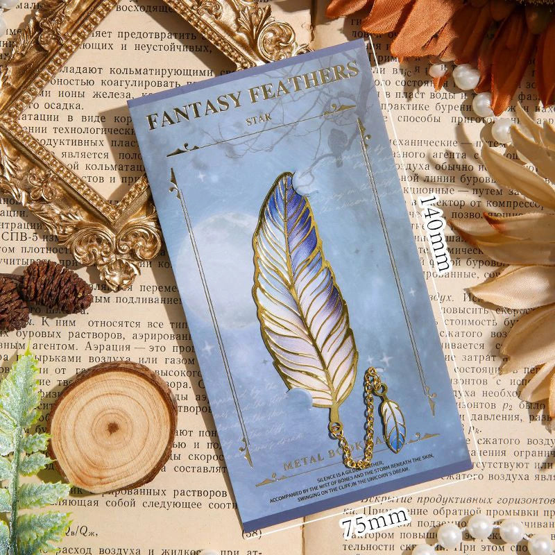 Vintage Feather Bronzing Metal Bookmark With Metal Chain Pendant Bookmark For Teachers Friends Book Club Book Lovers