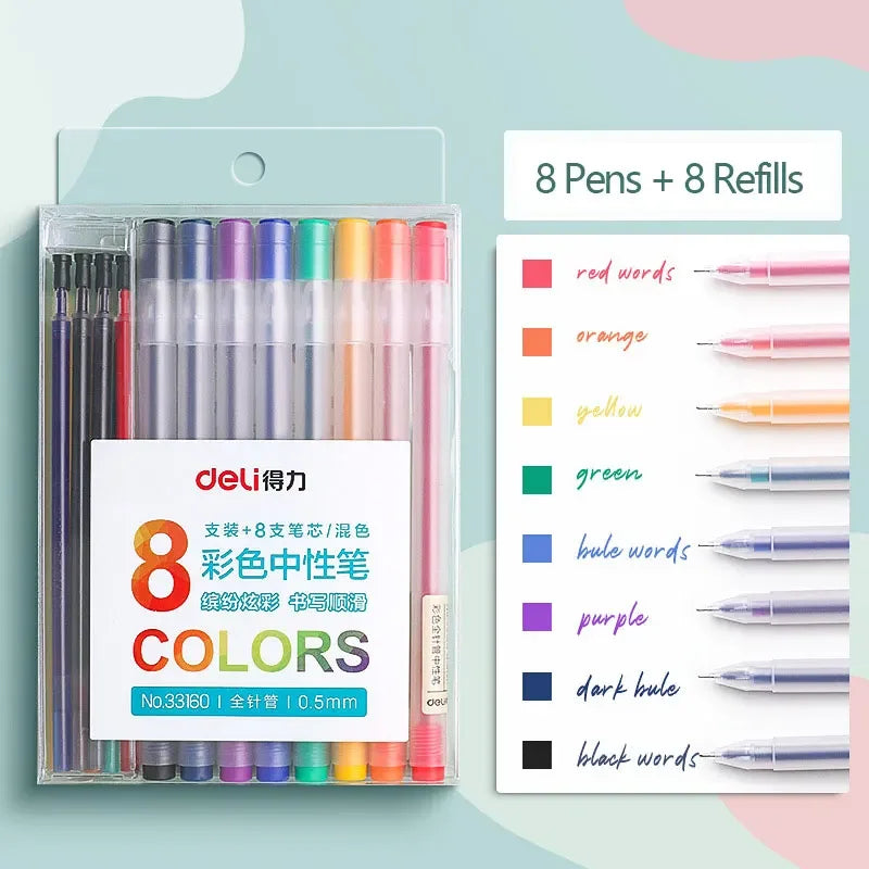 9/12 PCS Set Kawaii Color Gel Pen Set 0.5mm Ballpoint Pen for Diary School Stationery