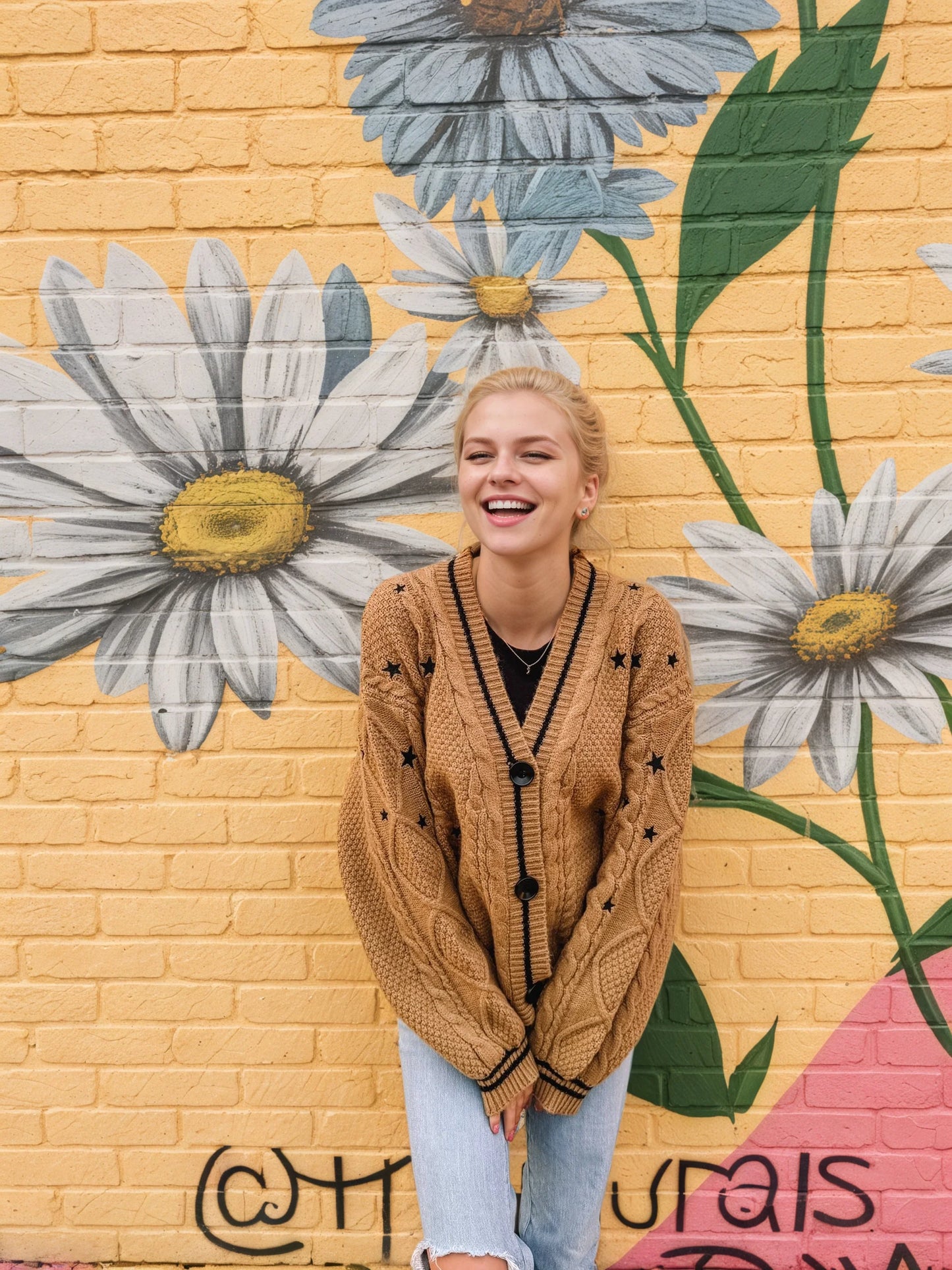 Fearless-Era Inspired Knitted Cardigan – Star Embroidered Cable Knit | Fan-Made Dupe