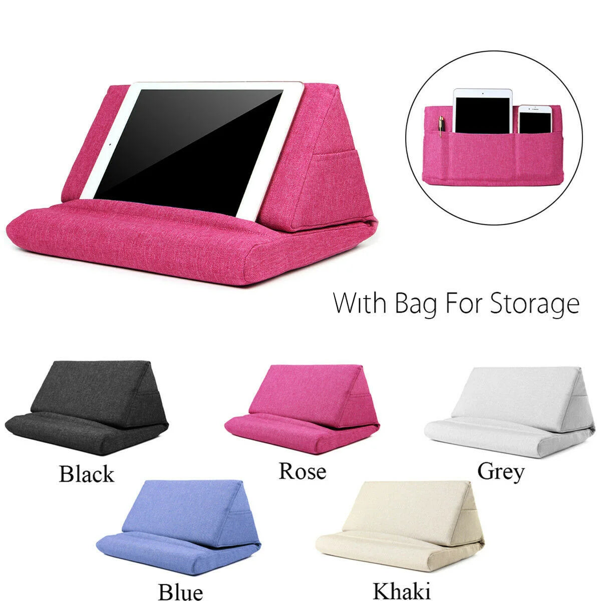 AB97-Portable Laptop Tablet Pouch Storage Foldable Tablet Pillow For Ipad Stand Holder Foam Lap Rest Cushion Home Office