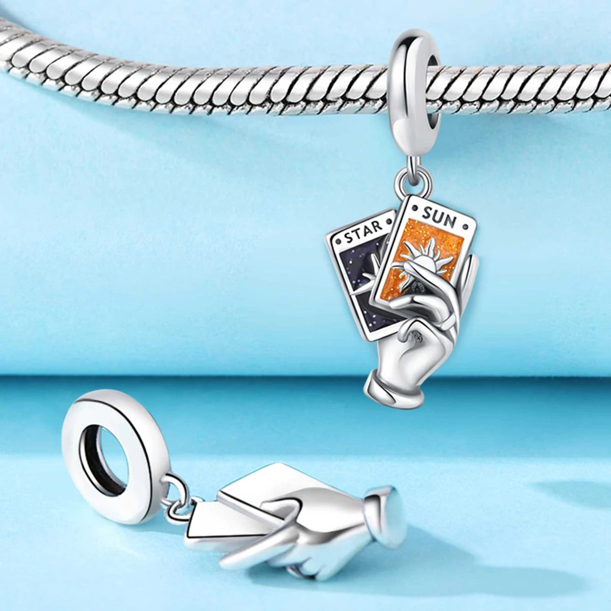 Silver 925 Original Charms Tarot Card Sun Love Fit Bracelet Making For Woman Jewelry