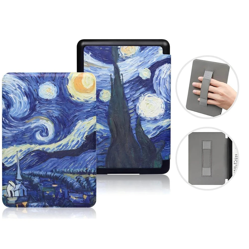 For Kindle Paperwhite 12th Generation Case 2024 Signature Edition 7 inch Leather Case with Hand Strap SA568B Auto Sleep Cover