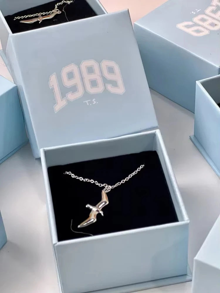 1989-Inspired Silver Seagull Necklace — Minimalist Clavicle Pendant