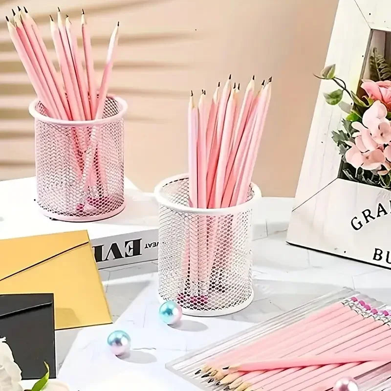 10/20/30pcs Wooden Pink Wedding Pencil with Eraser, Hb Pencil for School, Art, Office, Drawing, Sketching, Learning