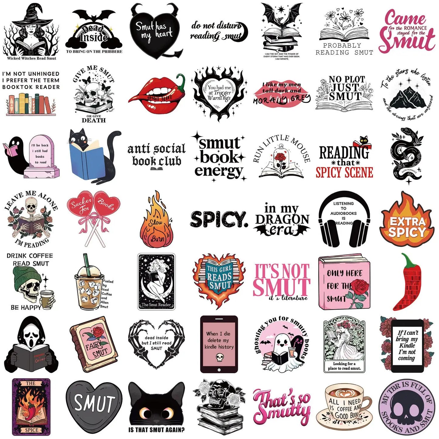 10/50/100pcs Mix Smut Dark Romance Bookish Book Reading Stickers Kindle Aesthetic Girls Decals Ipad Phone Laptop Diary Sticker