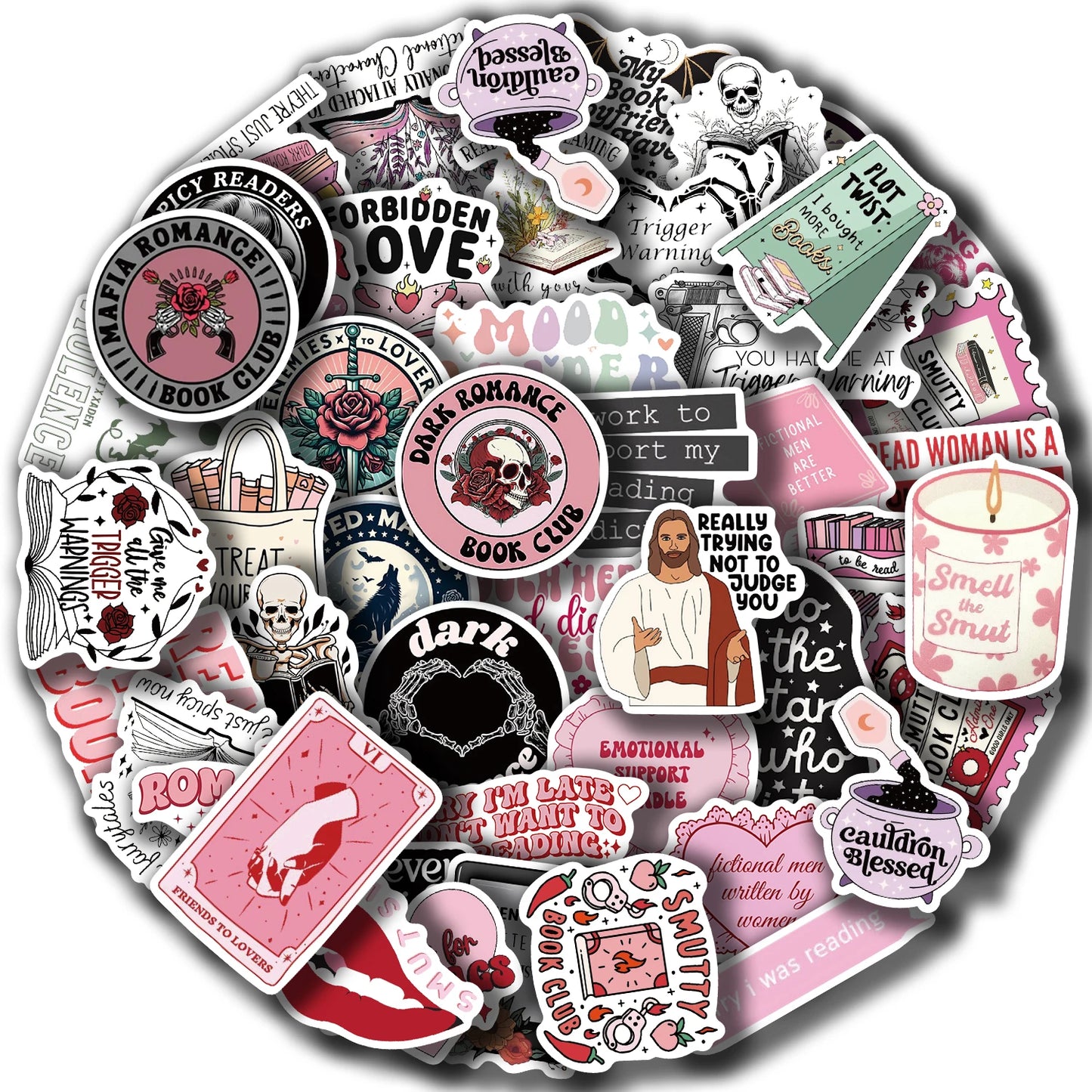 50pcs Smut Reading Books Graffiti Decorative Stickers Laptop Water Bottle Luggage Helmet Motorcycle Stickers