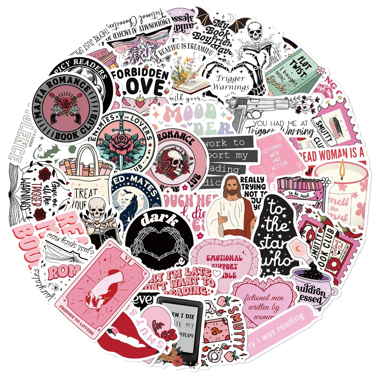 50pcs Smut Reading Books Graffiti Decorative Stickers Laptop Water Bottle Luggage Helmet Motorcycle Stickers