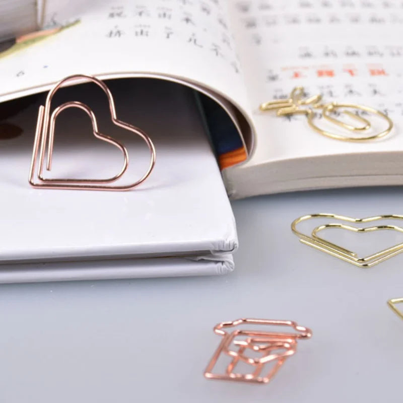 10pcs/set Metal Paperclips Multiple Cartoon Heart Animal Styles Paper Clip Book Scrapbook Planner Page Bookmark Binder Clip - élise & madelyn