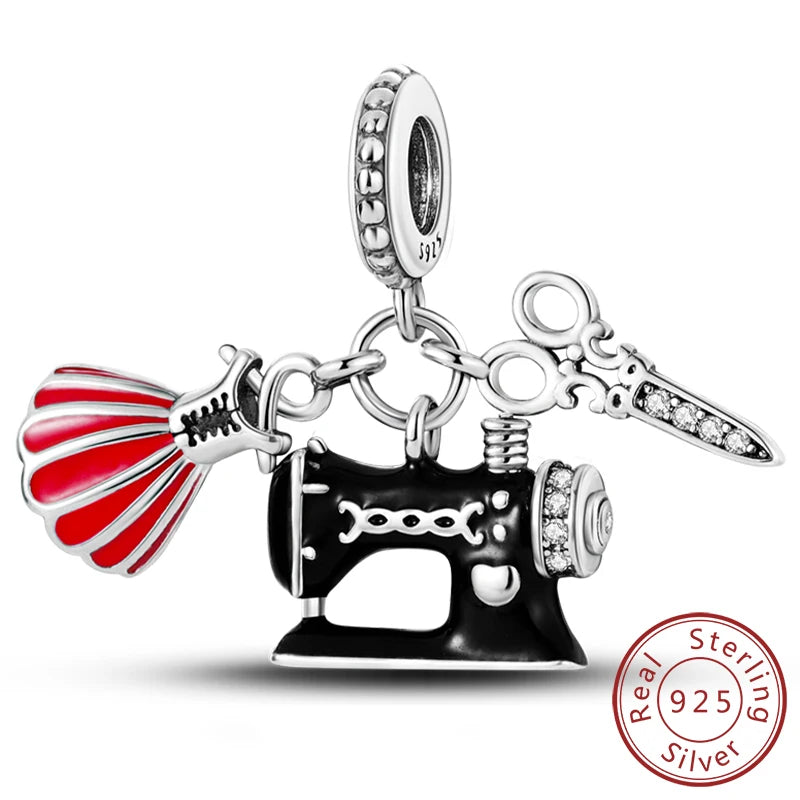 Fit Original 925 Sterling Silver Charms Beads Wine Glass Coffee Cup Charms Pendant For Women Bracelet Charms DIY Jewelry Gift