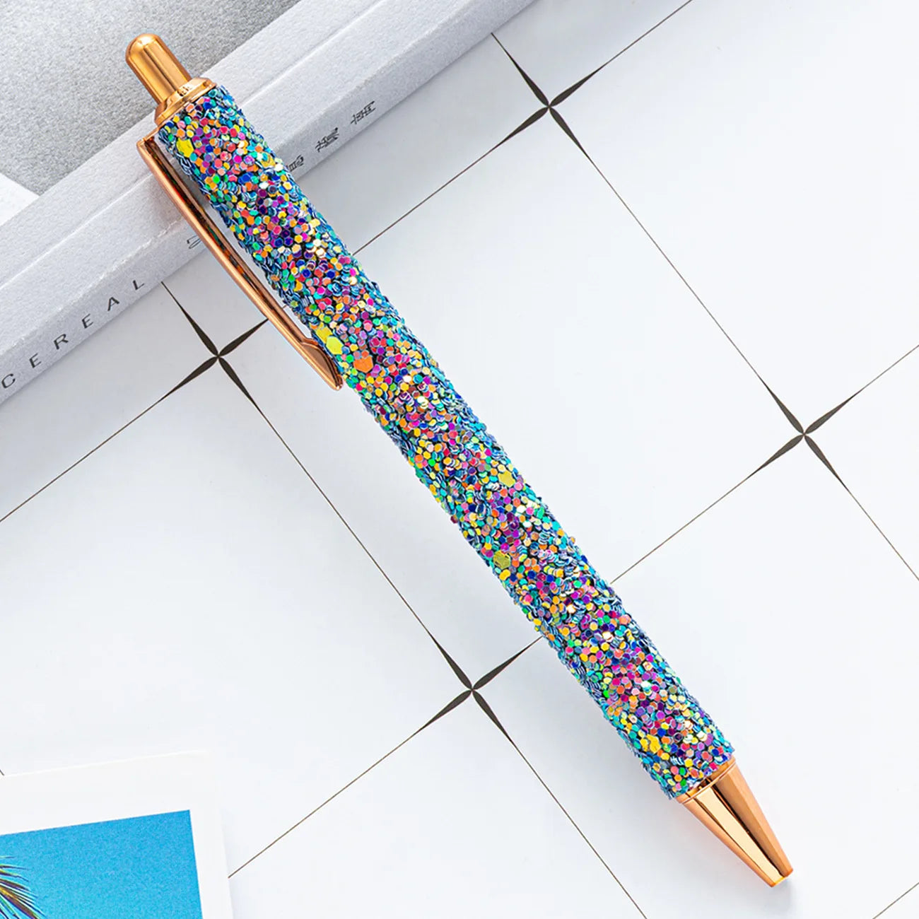 Lytwtw's Roller Ballpoint Pen Rhinestone Luxury Cute Wedding Rose Gold Metal Stationery School Office Supply Spinning