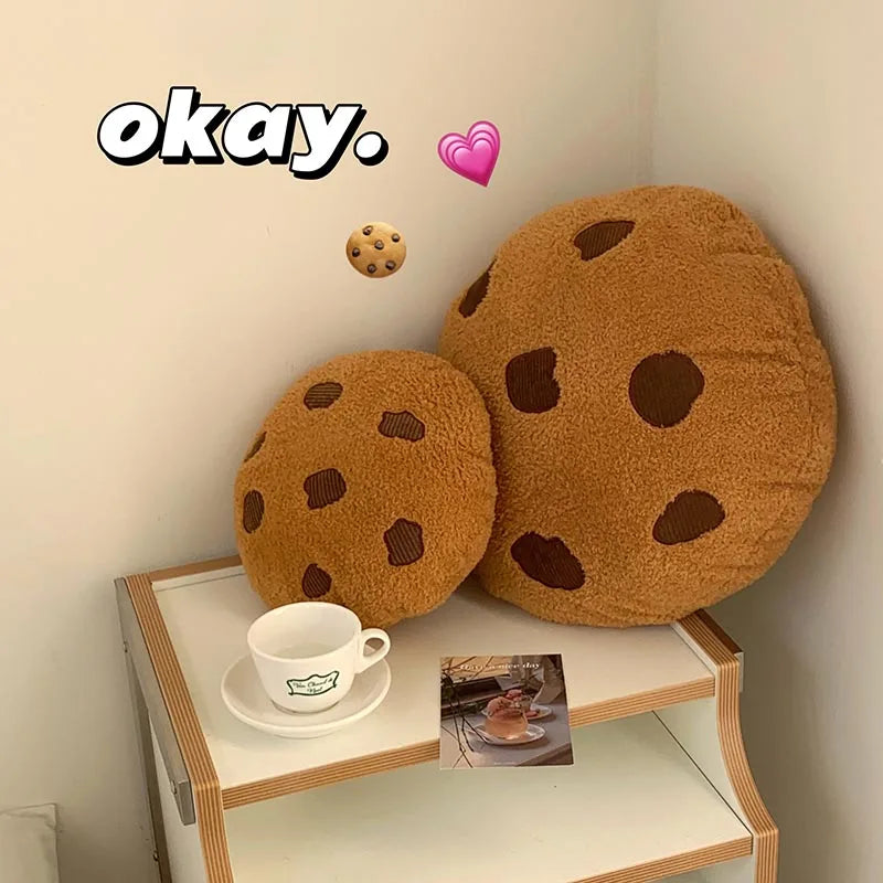 Creative Cookies Pillows Round Shape Chocolate Biscuits Stuffed Plush Toys Realistic Food Snack Seat Cushion Plushie Props Gifts