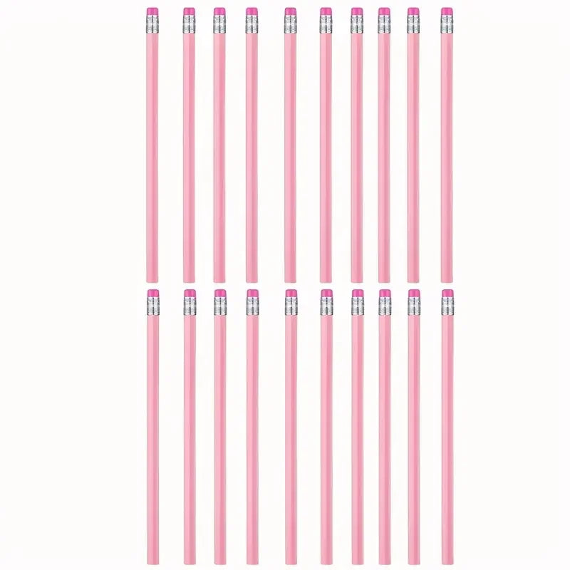 10/20/30pcs Wooden Pink Wedding Pencil with Eraser, Hb Pencil for School, Art, Office, Drawing, Sketching, Learning