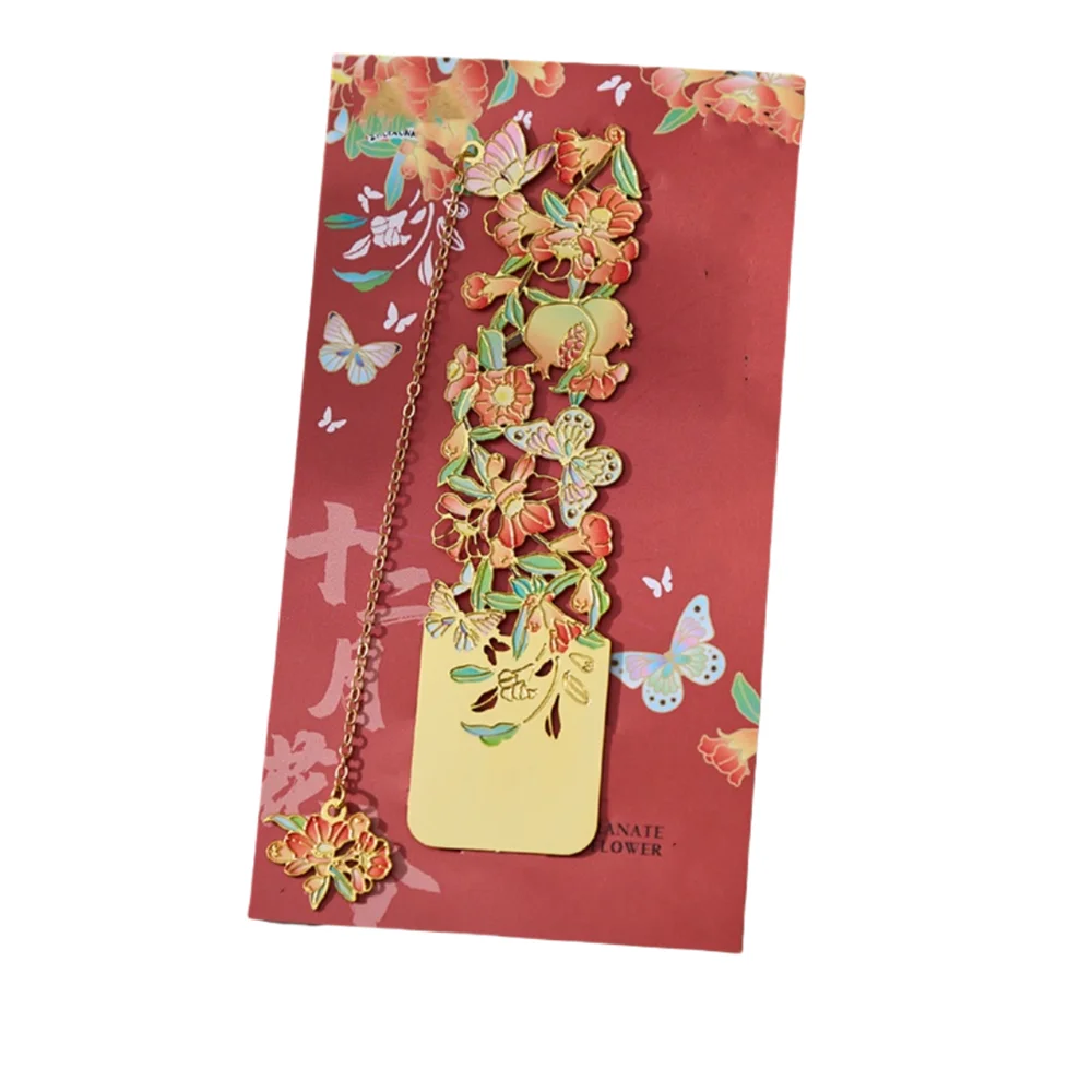 Aesthetic Stationery Metal Bookmark Hollow Flower Painting Bookmarks Student Reading Book Clip Book Accessories Teacher Gift