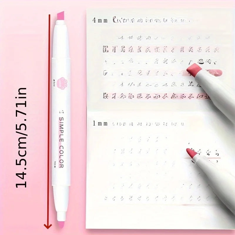 5 Colors Double Headed Highlighter Pen Set Fluorescent Drawing Markers Highlighters Pens Art Japanese Cute Pastel Stationery